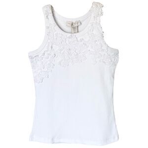 Caroline Constas White Ribbed Knit Lace Appliqué Tank Top NWT Size Extra Small